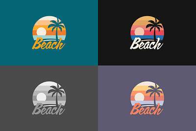 Tropical beach logo flat design badge beach beach logo branding design emblem flat design graphic design illustration island logo palm paradie sea sun sunset tree tropic tropical vector