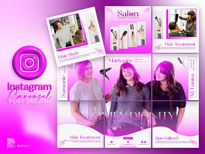 Instagram Carousel banner design beauty branding carousel cosmetics cover fashion graphic design hair style hair teatment instagram instagram post ladies salon makeup parlour post design salon skincare social post woman