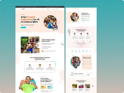 The PSD Template for Aelpa, a nonprofit charity agency website charity charity hub concept design devignedge donate figma design landing page logo non profit non profit organization omar faruk responsive ui ux web design web drsign website website for charity