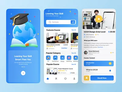 E-Learning App Design Andriod/Ios app app concept app ui course course app design e learning app e learning app ui online course ui ux