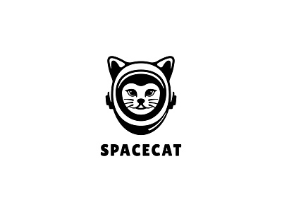 Space Cat Logo Design animal astronaut black cat dog icon logo negative design pet sapce