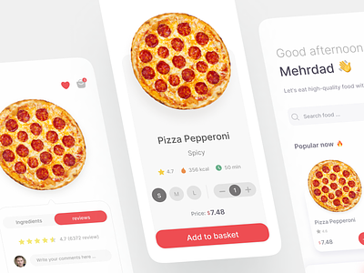 Pizza order - Food Mobile App clean clean design dashboard delicious delivery app food foodlover minimall mobile app online food order food pizza pizza delivery product restaurant services ui uimehr user experience ux