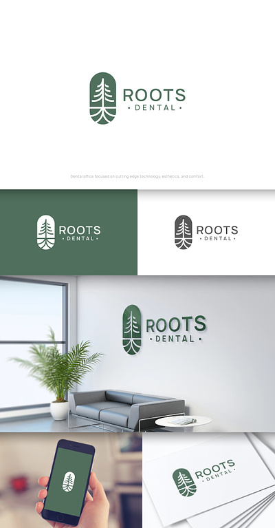 Roots Dental branding dental dentist geo geometric logo minimal minimalistic pine roots simple simplicity vector