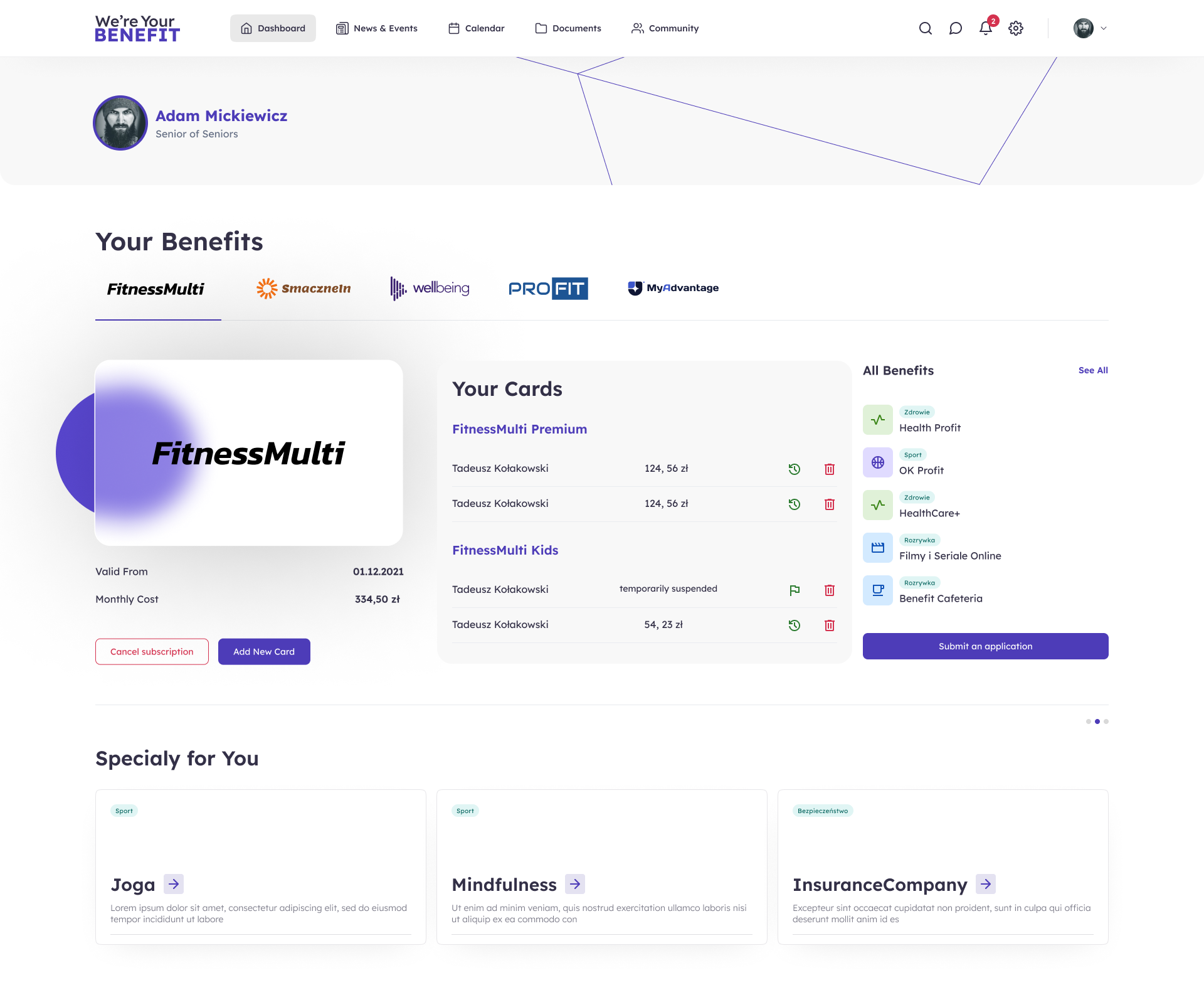 Manage your benefits design droopler droptica drupal graphic design intranet ui uxui webdesign