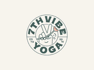 7th Vibe Yoga badge logo brand identity branding custom font custom typography hand illustration logo designer logo system nature logo peace logo peace sign wordmark yoga brand identity yoga branding yoga logo