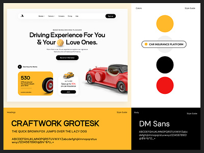 Car Website Style with Header analytics app ui branding cards design figma header style guide ui website