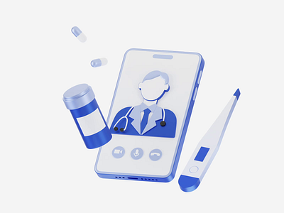 Online doctors consultation 3d 3d animation 3d render after effects animation blender design doctor graphic design motion graphics phone pills render