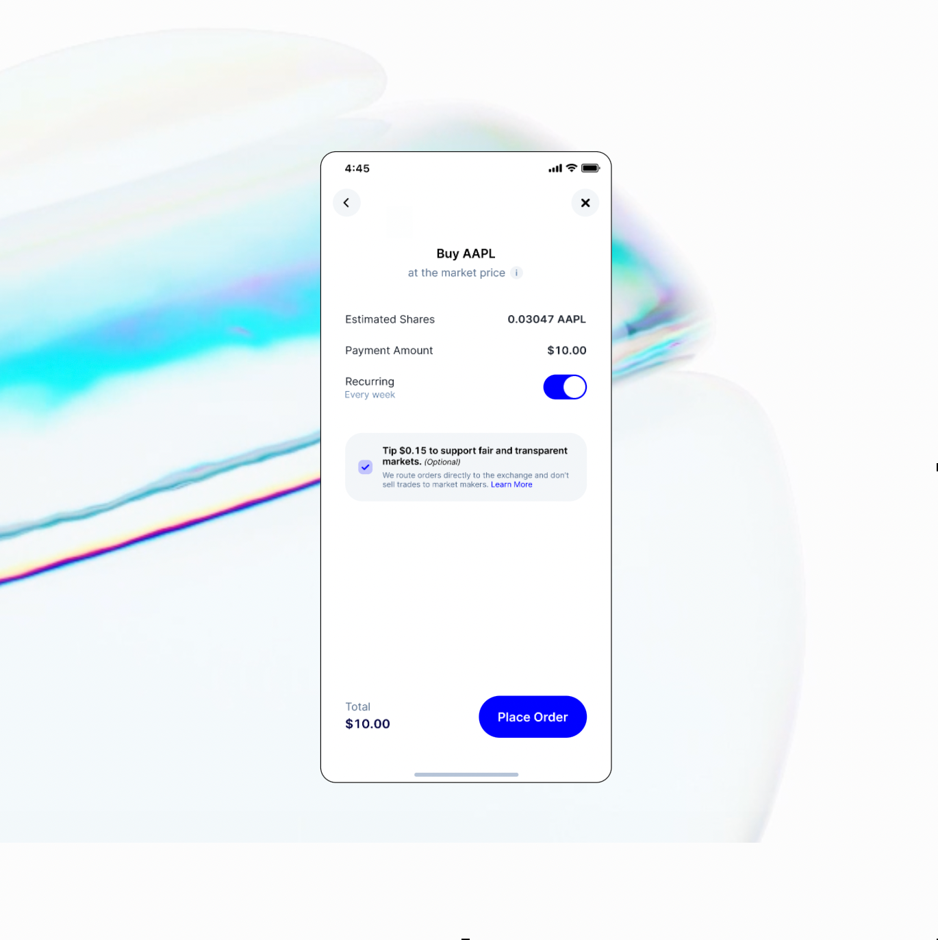 Public.com buy flow prototype checkout finance fintech invest principle prototype