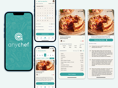 AnyChef - Recipe and Meal Planning Platform UI Kit app design graphic design illustration logo ui