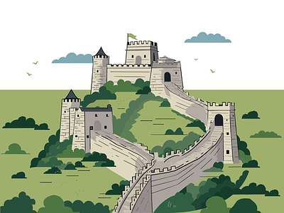 Majestic Marvel - The Great Wall Illustration ancient architecture architectural wonder chinese history cultural symbol heritage preservation historical marvel iconic structure landmark illustration the great wall illustration world heritage site