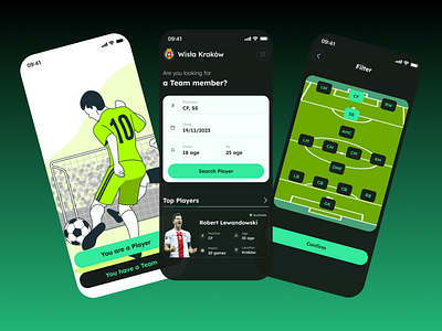 Team Member Mobile App | UI Design app design figma football lineup member mobile mobile app soccer team ui uiux