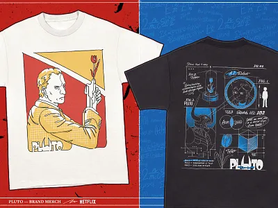Pluto x Netflix Merch anime atom gesture drawing illustration merch netflix pluto single line drawing tee design tshirt