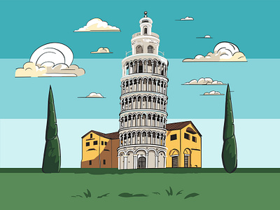 Leaning Tower of Pisa architectural wonder cultural landmark global symbol historical allure iconic structures illustration italian architecture italian heritage leaning tower of pisa pisa tower illustration seasonal illustration travel illustration