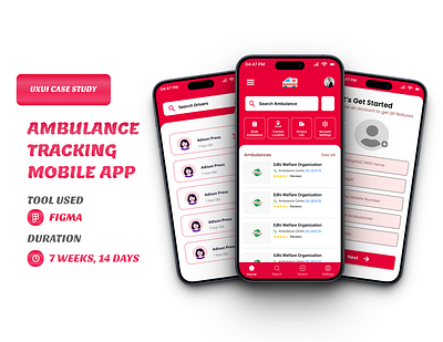 Ambulance Tracking Mobile App 3d ambulance animation app branding design emergency graphic design illustration logo motion graphics tracking typography ui ux vector web