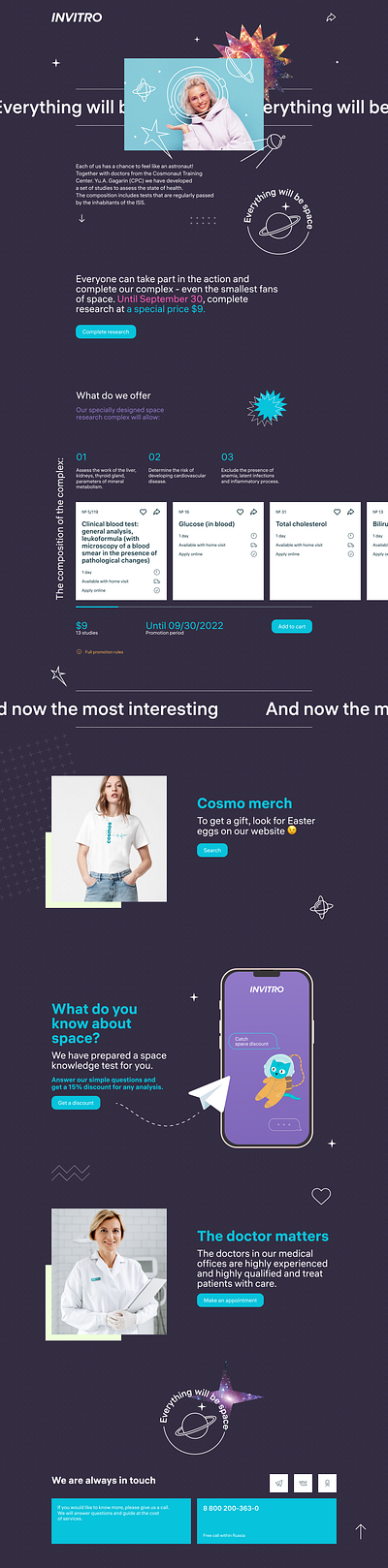 Promotional landing page for the company invitro figma landing page ui