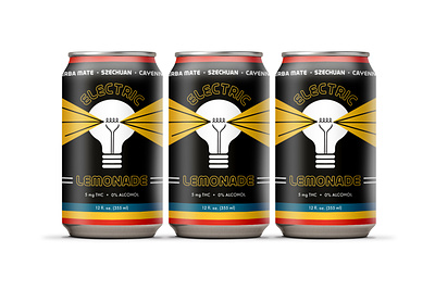 Electric Lemonade 70s beverage can can design can label drawing drink electric graphic design illustration illustrator label label design lemonade lightbulb packaging design retro thc thc drink vector