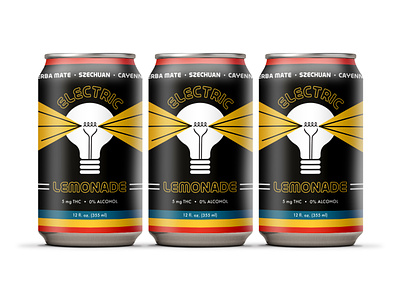 Electric Lemonade 70s beverage can can design can label drawing drink electric graphic design illustration illustrator label label design lemonade lightbulb packaging design retro thc thc drink vector