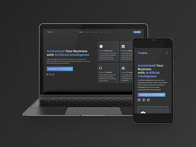 Trufelo - AI Automation Agency agency ai artifical intelligence black blue clean dark theme gray home page landing page purple simple study case ui design uiux uiux design unique design ux design web design website design