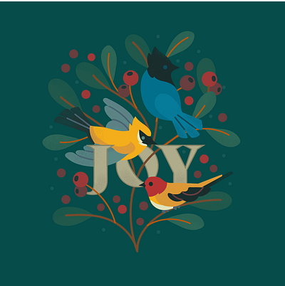 Joy Holiday Card illustration vector wildlife