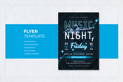 Flyer Music Night Friday black brochure club cool dance design festival flyer light music night party promotion psd sound