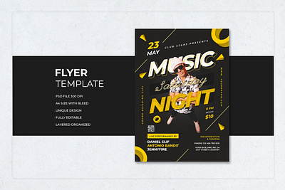 Flyer Tamplate Music Night Saturday black brochure cool dance design graphic design music new night party professional promotion psd tamplate unique