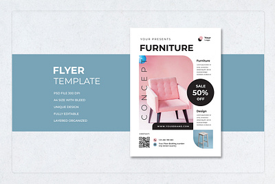 Flyer Template Furniture Clean Design architectur clean cool design elegant flyer furniture interior modern new new home professional promotion simple sofa tamplate the best viral