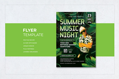 Flyer Template Music Summer Night cool design flyer forrest graphic design modern music new night party plant professional promotion psd summer template trend