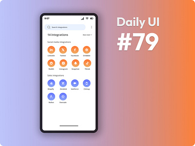 App integrations daily dailyui design gradient ui uidesign uidesigners uitrend ux visual