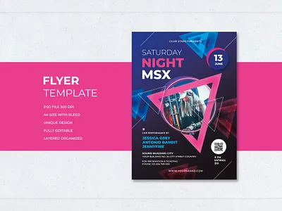 Flyer Template Music Saturday Night cool design dj flyer freepik gradient graphic design modern music new night party professional promotion psd template trend