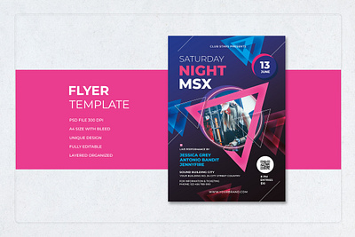 Flyer Template Music Saturday Night cool design dj flyer freepik gradient graphic design modern music new night party professional promotion psd template trend