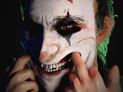 #176 Joker / Blender 3D, Sculpting / Face 6 3d arkham batman black blender cartoon character clown dc comics joker smile substance
