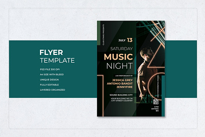 Flyer Template Saturday Music Night best cool dance design dj flyer game graphic design modern music new night party professional promotion psd template the best