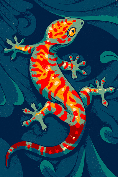 Tokay Gecko asia bali balinesse carving cold blooded gecko house keeper illustration jungle lizard mystic nature night nocturnal procreate reptile texture tokay wildlife