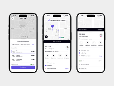 Ride-hailing – get to your ride mobile design product design ride hailing ui