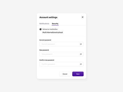 Account settings – school management system product design ui web design