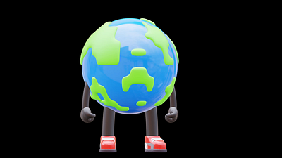 Earth Retro Mascot Animation 3d animation earth graphic design mascot motion graphics