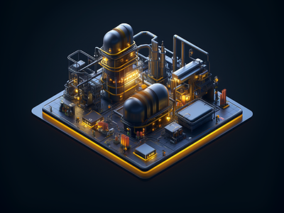Nuclear powerplant Illustration 3d 3d render digital twin energy factory industrial nuclear powerplant ui elements