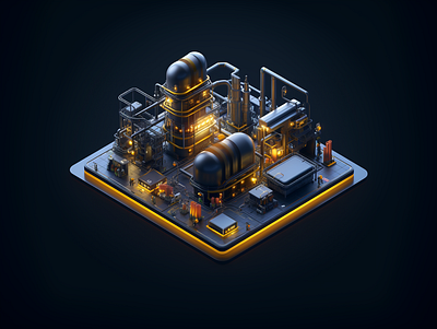 Nuclear powerplant Illustration 3d 3d render digital twin energy factory industrial nuclear powerplant ui elements