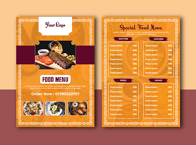 Food Menu Card Design 3d animation app branding card design flyer design food graphic design illustration logo menu motion graphics ui ux vector