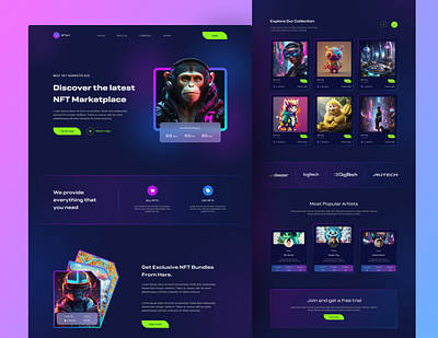 NFT Landing Page design landing page modern nft nft landing page ui