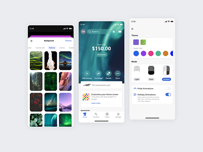 Banking App android app appdesign application bankapp banking bankingapp bitcoin clean crypto design finance fintech mobile mobile ui mobileapp transfers ui ux wallet