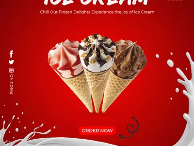 ICE Cream Social Media Post design app branding design flyer design food graphic design ice illustration logo media post social ui ux vector