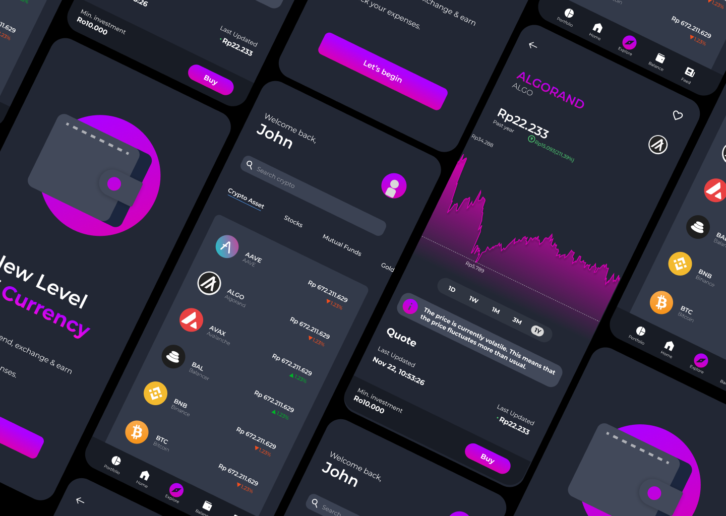 Crypto App UI animation branding design logo mobile ui ux