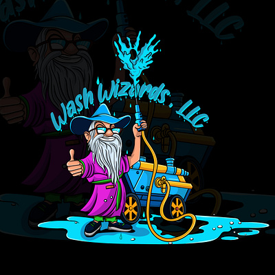 Wash Wizards, LLC custom illustration faraj art t shirt vector art wash water wizard