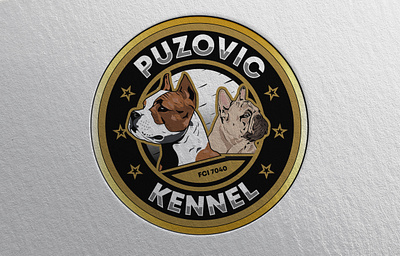 Puzovic Kennel adobe illustrator art brand branding bulldog design dog frencbulldog gold graphic graphic design graphicdesign illustration kennel logo staffordshire terrier ui ux vector