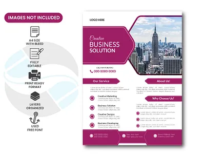 Flyer Design Template contact design icon image logo paper shaps text