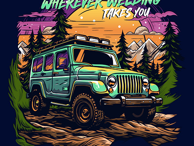 Wherever welding takes you car custom illustration europe faraj art illustration nothern wildness sweden t shirt toyota vector art