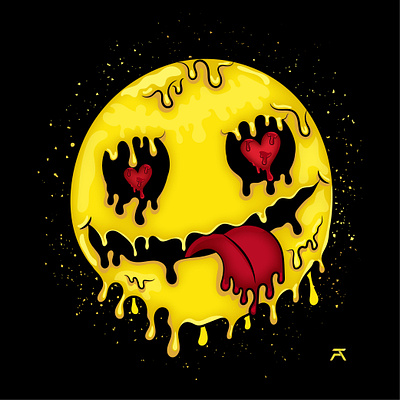 Halloween custom illustration face faraj art halloween illustration melting face t shirt vector art yellow face