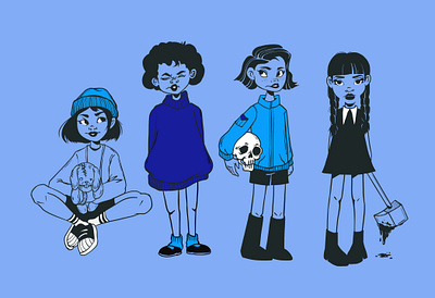 The gang's all here. character design comic digital art girls illo illustration