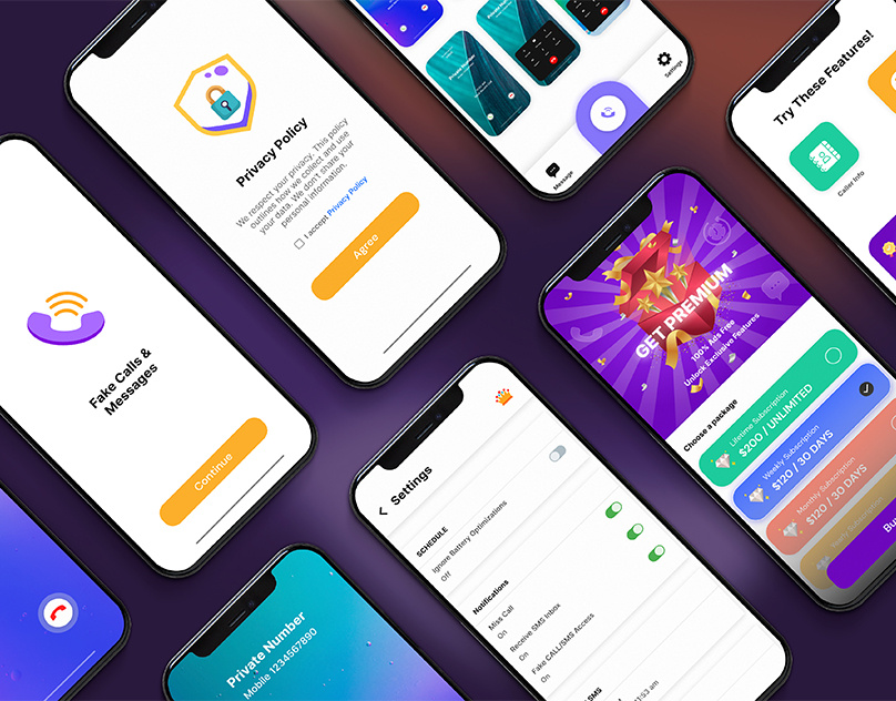 Fake Calls & Messages App_UI Design branding fakecallapp figma landingpages mobileappdesign mobileapplication ui uidesign uiux userexperience userinterface webdesign